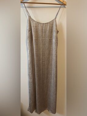 Mango Taupe Slip Dress with Black Spot Print